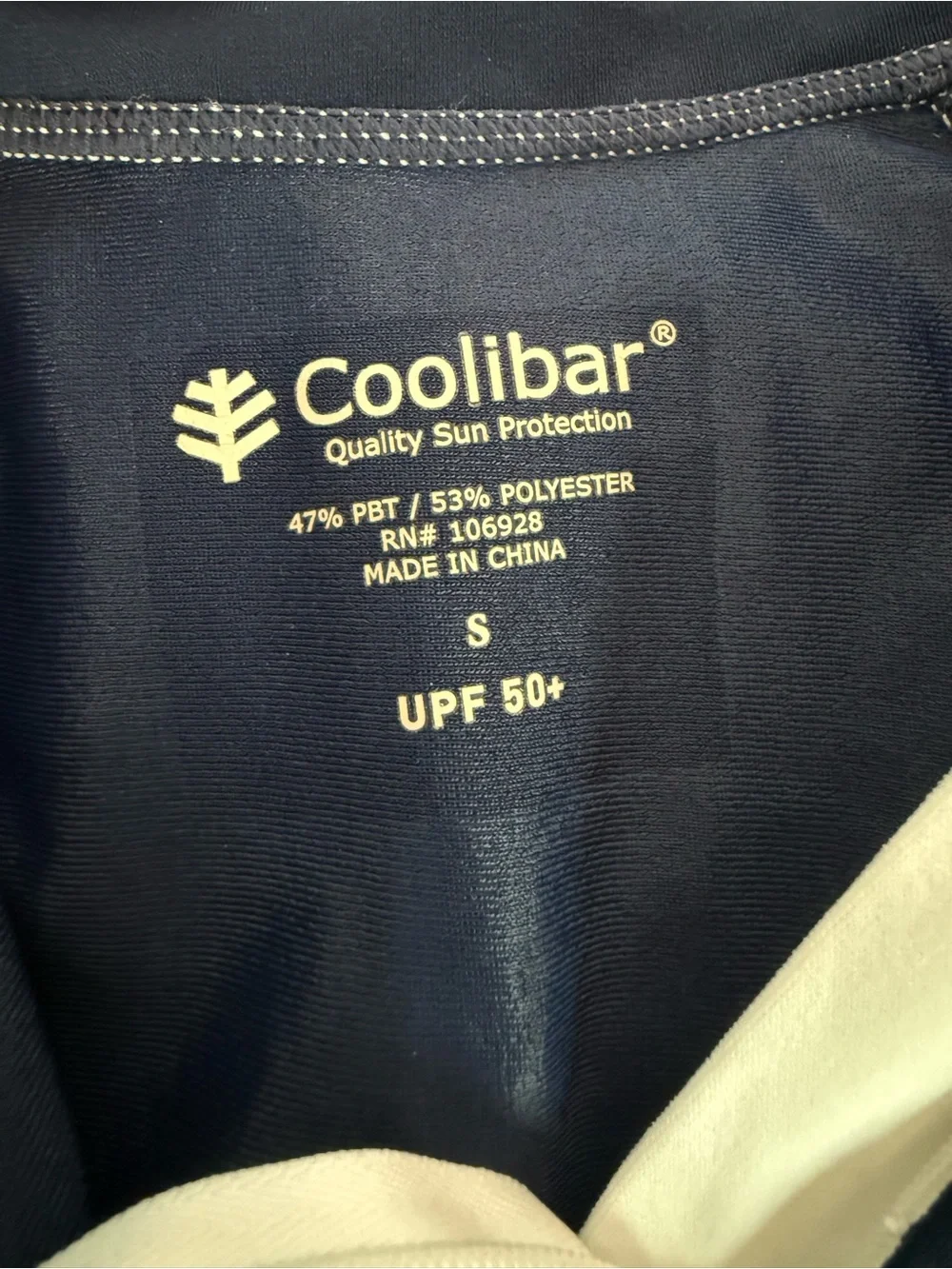 Coolibar UPF 50+ Quarter Zip Short Sleeve Swim Rash Guard Navy Men’s Small